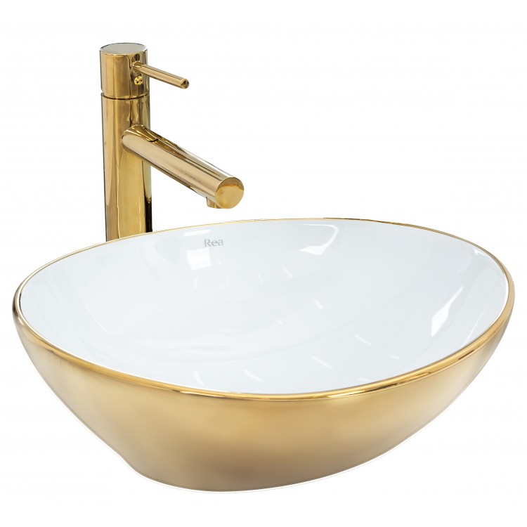 Накладной умывальник Rea Sofia Gold/White